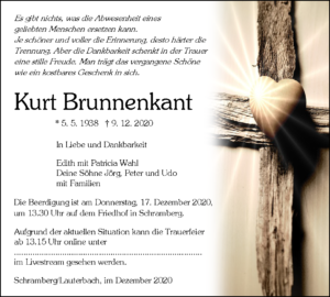 Nachruf Kurt Brunnenkant